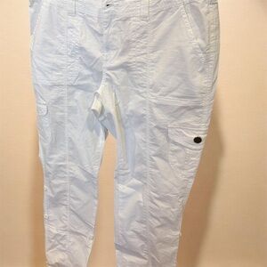 Boston Proper White Cargo Pants with Utility Pockets